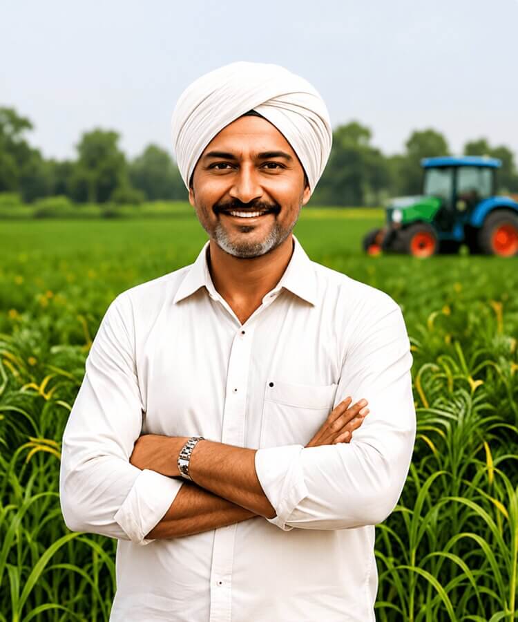 Farmer working with Jalamkar agricultural equipment